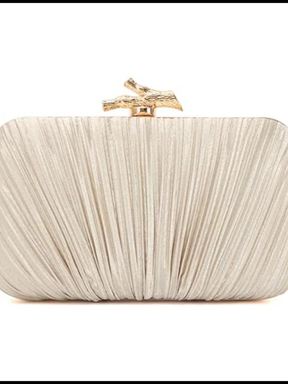Pleated Silky Clutch Evening Bag with Chain